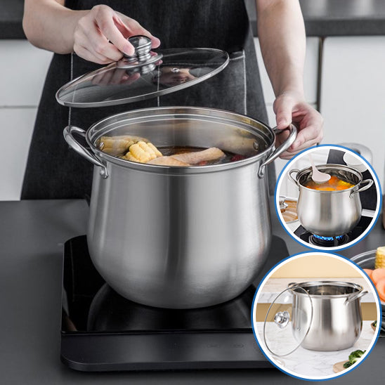 marmite inox poulet soupe vide avec couvercle louche