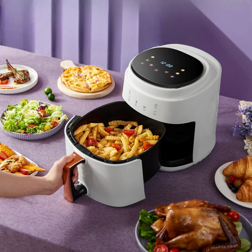 friteuse air blanche panier-ouvert frites tomates