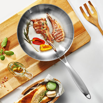 poele inox cotelette agneau piments olive panier pain