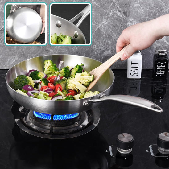 poele inox fond epais rivets solides legumes sautes