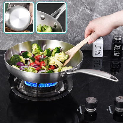 poele inox fond epais rivets solides legumes sautes